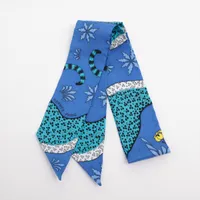 週末SALE HERMES エルメス ツイリー スカーフ レオパード　ブルー　青 エルメス ツイリー Les Leopards レオパード スカーフ シルク