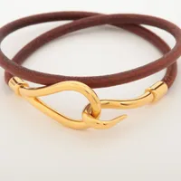 エルメス ジャンボ ブレスレット レザー ブラウン XB028367