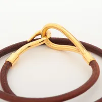 エルメス ジャンボ ブレスレット レザー ブラウン XB028367