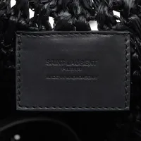 【新品未使用】サンローランパリラフィア素材カゴバッグ黒 サンローランパリ パニエ ラフィアxレザー カゴバッグ ブラック