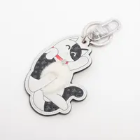 ルイヴィトン キーホルダー LVキャット チャーム ホワイト　ブラウン レザー ルイヴィトン キーホルダー LVキャット チャーム ホワイト