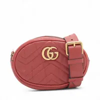 グッチ GGマーモント レザー ウエストポーチ レッド 476434