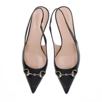 GUCCI グッチ パンプス レザー ラウンドトゥ バックストラップ ブラック GUCCI グッチ パンプス レザー ラウンドトゥ バックストラップ