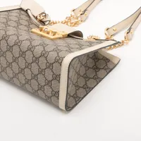 GUCCI GGスプリーム パドロック チェーンショルダーバッグ グッチ GGスプリーム パドロックスモール PVCxレザー チェーン
