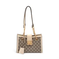 GUCCI GGスプリーム パドロック チェーンショルダーバッグ グッチ GGスプリーム パドロックスモール PVCxレザー チェーン