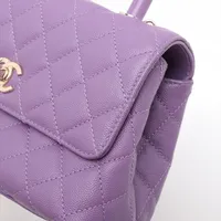 シャネル トップハンドル スマホバッグ パープル シャネル/ハンドバッグ/トップハンドル ミニ フラップ バッグ