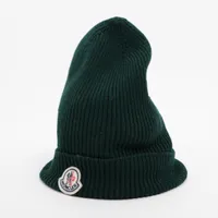 Moncler ニット帽 ウール製 モンクレール ニットキャップ ウール グリーン UP011407｜中古