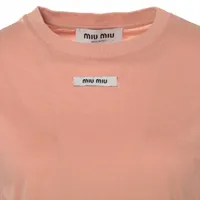 ミュウミュウ 23年 コットン Tシャツ XS レディース ピンク