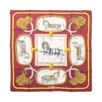 エルメス カレ90 GRAND APPARAT 盛装の馬 スカーフ シルク レッド  
