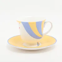 エルメス サーカス カップ&ソーサー 陶器 イエロー×ブルー 底印「ひげ