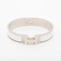 エルメス エナメルブレスレット クリックH シルバー／ホワイト PM エルメス HERMES クリックH PM ブルー×シルバー メタル エナメル