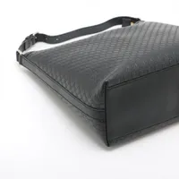 グッチ マイクログッチシマ レザー ショルダーバッグ ネイビー