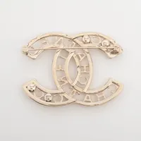 シャネル ココマーク B21V ブローチ GP×ラインストーン×フェイク