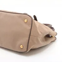 【PRADA■未使用級】ロゴ　ジャガード　キャンバス　2WAY　ギャランティ付き プラダ ロゴジャガード キャンバスxレザー 2WAYハンドバッグ
