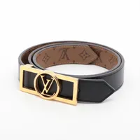 LOUIS VUITTON レザー ベルト M0203 80cm ブラウン ヴィトン M0203 サンチュールドーフィーヌ25MMリバーシブル