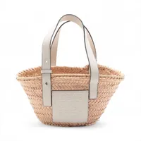 LOEWE スモール ラフィア かごバック ロエベ バスケットスモール ラフィアxレザー カゴバッグ