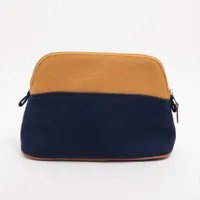 エルメス　ボリードポーチ　ネイビー　GM HERMES エルメス ボリードポーチGM ネイビー コットンキャンバス