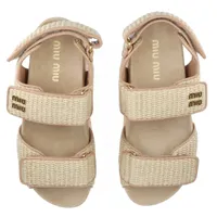 miu miu ベージュ サンダル コルクソール ミュウミュウ 24SS レザー サンダル 37 レディース ベージュ