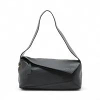 レア【LOEWE】ブラック レザー パズル ショルダー ハンドバッグ LOEWE ロエベ ショルダーバッグ PUZZLE FOLD POUCH パズル