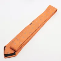 エルメス　ネクタイ　オレンジ　シルクジャガード 新品タグ付き】エルメス ネクタイ オレンジ H柄 ジャガード 肉厚