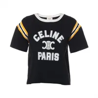 CELINE ブラック Tシャツ L セール】セリーヌ Tシャツ カットソー ルーズ Tシャツ ロゴ