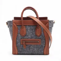 セリーヌ ラゲージ ナノ ナノショッパー ツイード レザー ショルダーバッグ セリーヌ ラゲージ ナノ ナノショッパー ツイード レザー ショルダーバッグ