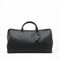 ボッテガ・ヴェネタ レザーイントレチャート2wayバッグ 黒 BOTTEGA VENETA 2WAYバッグ イントレチャート レザー ブラック