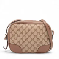 Gucci ベージュ レザー ショルダーバッグ GUCCI グッチ インターロッキングG ショルダーバッグ レザー