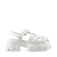プラダ　ラバーサンダル　モノリス　36 レディース　ホワイト ホワイト プラダ モノリス ラバー サンダル | PRADA