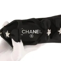 シャネル メッシュ サテン ココマーク フリル パンプス ブラック CHANEL - シャネル サテン リボン ココマーク パンプス ブラック