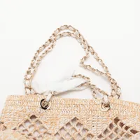 【シャネル】スモール ショッピング バッグ ラフィア風編み込み 名東】【CHANEL】シャネル スモールショッピングバッグ ラフィア