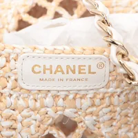 CHANEL シャネル トート スモールショッピングバッグ ホワイト シャネル スモールショッピングバッグ ラフィアxレザー チェーン