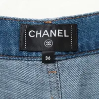 シャネル ココボタン コットン デニムパンツ 36 レディース ブルー