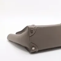 CÉLINE ラゲージ　マイクロ　スリ　グレージュ レザー ハンドバッグ セリーヌ ラゲージ マイクロショッパー レザー ハンドバッグ