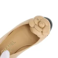 シャネル ココマーク カメリア 24P レザー フラットパンプス 34.5C