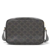 〔ヴィンテージ〕CELINE トリオンフ メッセンジャー★Aランク セリーヌ トリオンフ メッセンジャー PVCxレザー ショルダー