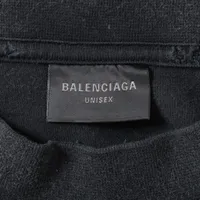 バレンシアガ BALENCIAGA カレッジロゴ Tシャツ クルーネック 半袖 コットン ブラック グレー ユーズド加工 739784 ユニセックス 中古 BALENCIAGA（バレンシアガ）中古・古着オンライン通販 | Kindal