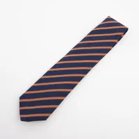 HERMES ネクタイ ネイビーオレンジ エルメス ネクタイ シルク ネイビー×オレンジ A3755826｜中古
