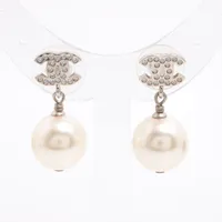 CHANEL シャネル ピアス 両耳 セット ココマーク パール ライトストーン CHANEL シャネル ピアス ココマーク 金属素材xフェイクパールx