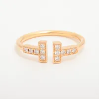 ★Tiffany&Co.★ Tワイヤー ダイヤリング 750YG 定価約45万 ティファニー Tワイヤー ダイヤ リング 750(PG×WG) 2.5g