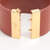 CELINE バングル ブラウン レザー MADE IN ITALY ブラウン（茶色）系 CELINE(セリーヌ) ブレスレット(レディース