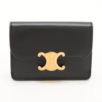 CELINE セリーヌ　カードケース　フラグメントケース　ロゴ　ブラック セリーヌ トリオンフ レザー カードケース ブラック A3757718