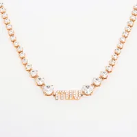 ミュウミュウ ロゴ ネックレス GP ラインストーン フェイクパール ゴールド MIU MIU - ミュウミュウ MIUMIU ネックレス メタル/フェイク