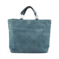 シャネル ココマーク デニム トートバッグ ブルー シルバー金具