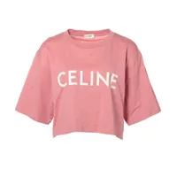 Celine Hedi Period Cotton T-shirt M Ladies' Pink 2X761671Q cropped