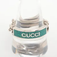 つ*♡様 GUCCI チェーンリング グリーン リング グッチ ロゴ リング 23 925 8.4g グリーン チェーン A3759061