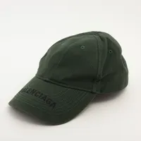 バレンシアガ ロゴ キャップ L コットン グリーン A3759603