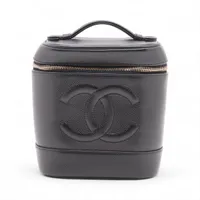CHANEL バニティーバック シャネル ココマーク キャビアスキン バニティバッグ ブラック