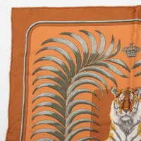 エルメス カレ45 スカーフ シルク オレンジ Tigre Royal 王者の虎