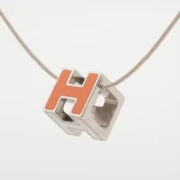 エルメス カージュドアッシュ Hキューブ ネックレス GP オレンジ